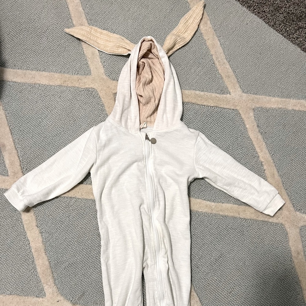 Toddler Bunny zip up onesie with bunny ear hood 18-24 month